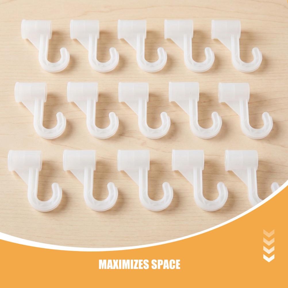 15Pcs Plastic Closet Hanging Rod Support Hooks White for Wardrobe Organization