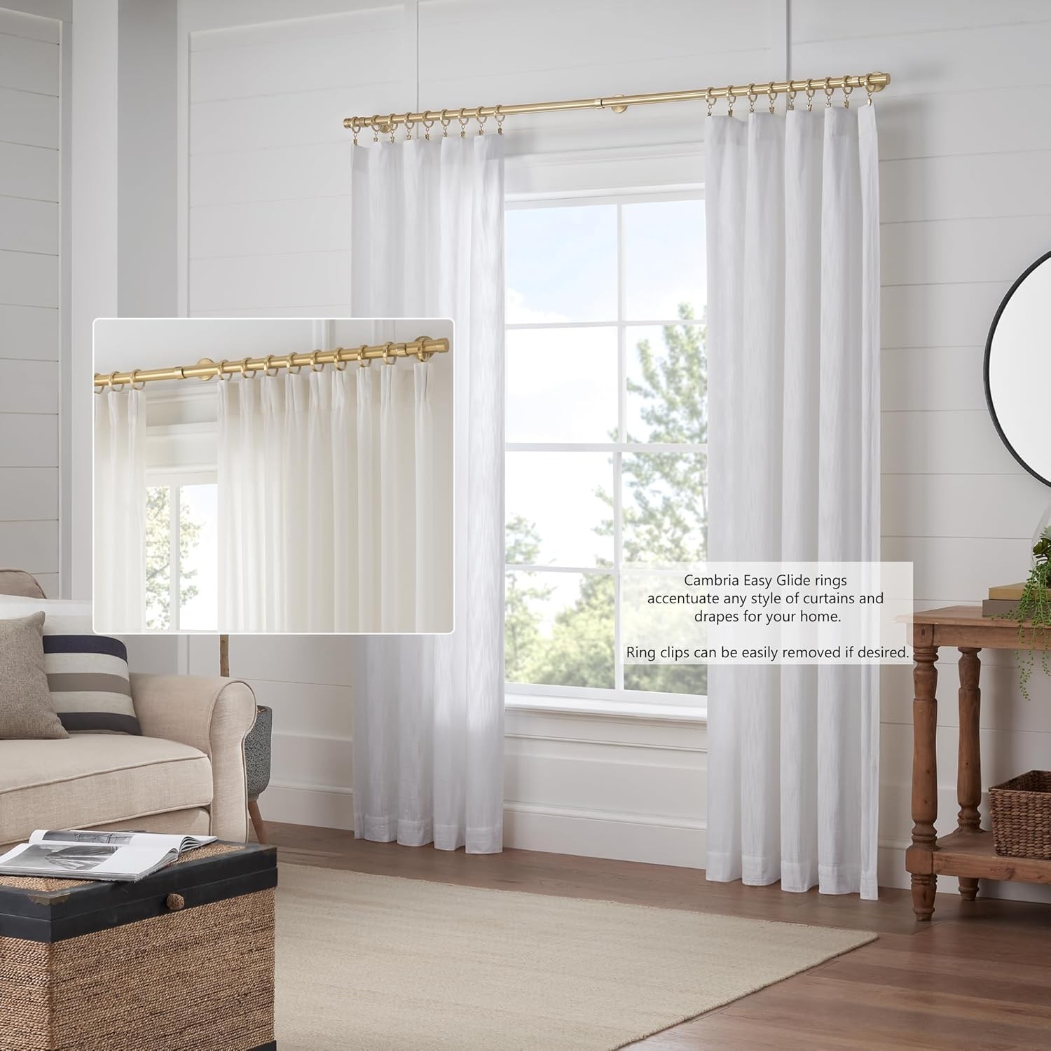 Designer Series – Easy Glide 18 Count Curtain Rings – Metal with Smooth, Qui…