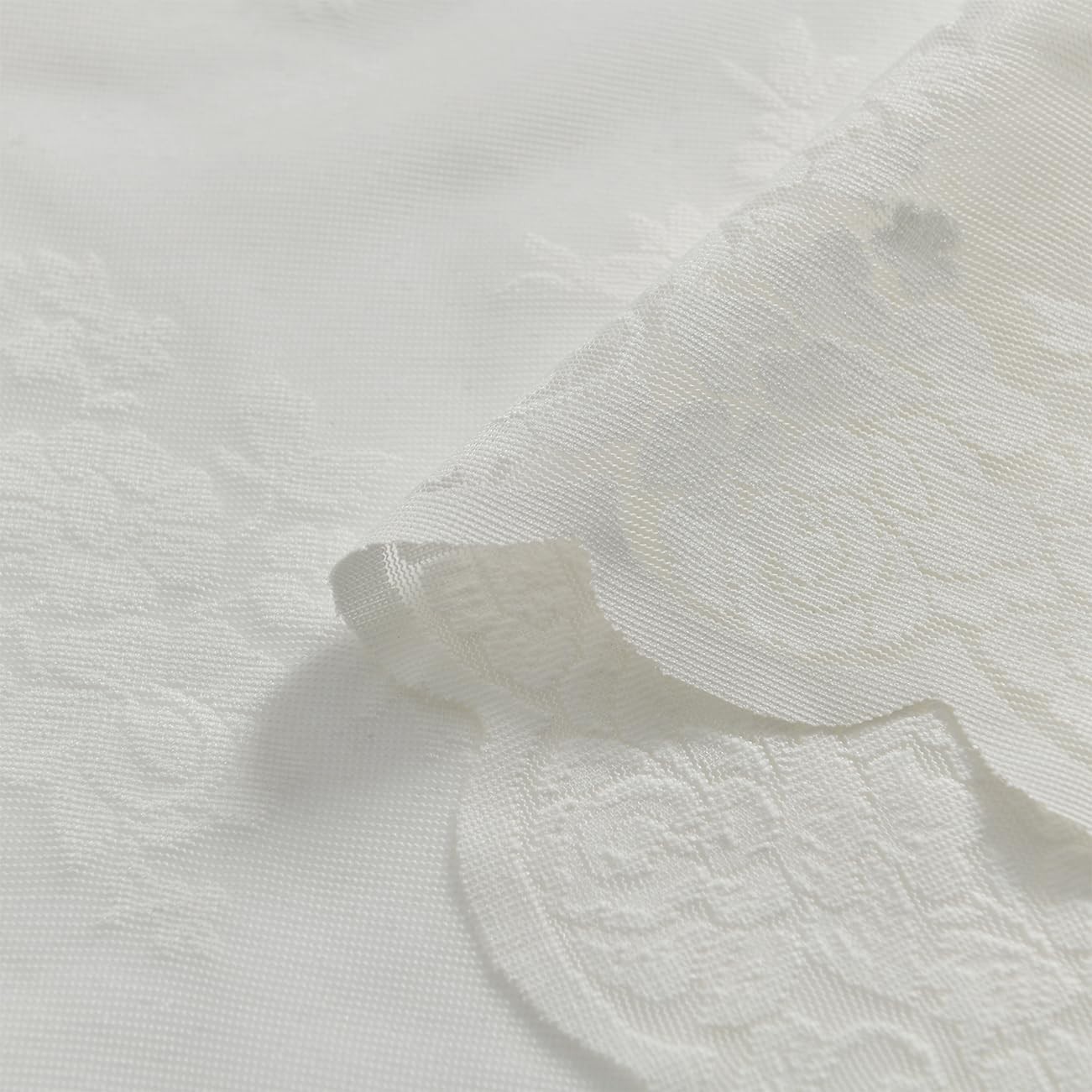 White Lace Curtains 72 Inches Long 2 Panels, Country Rustic Floral Design She…