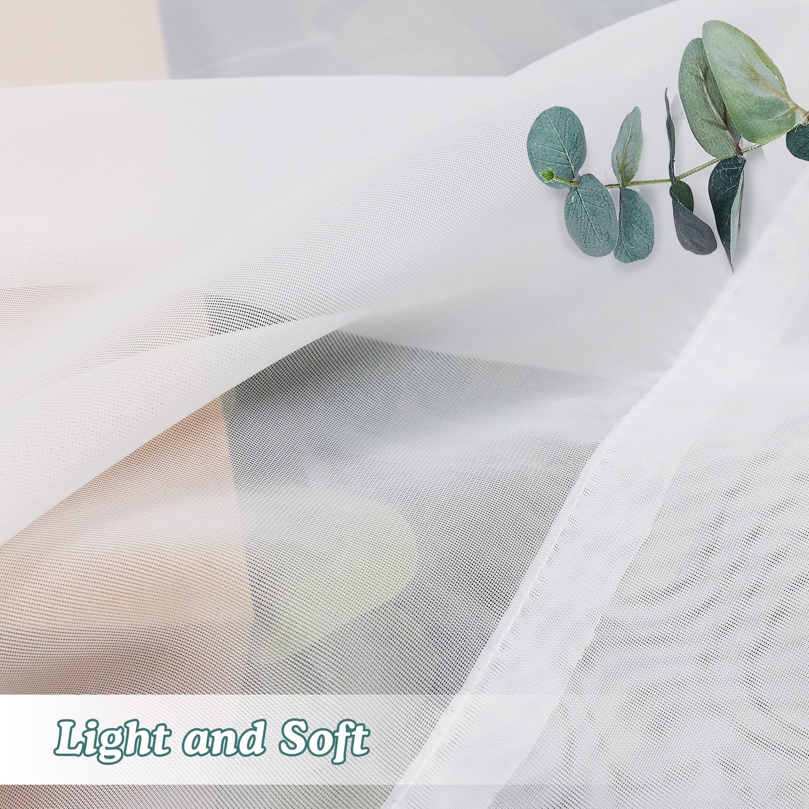 Sheer Tier Curtains 24 Inch Length Set, Small 42″W x 24″L (Pack of 2) White