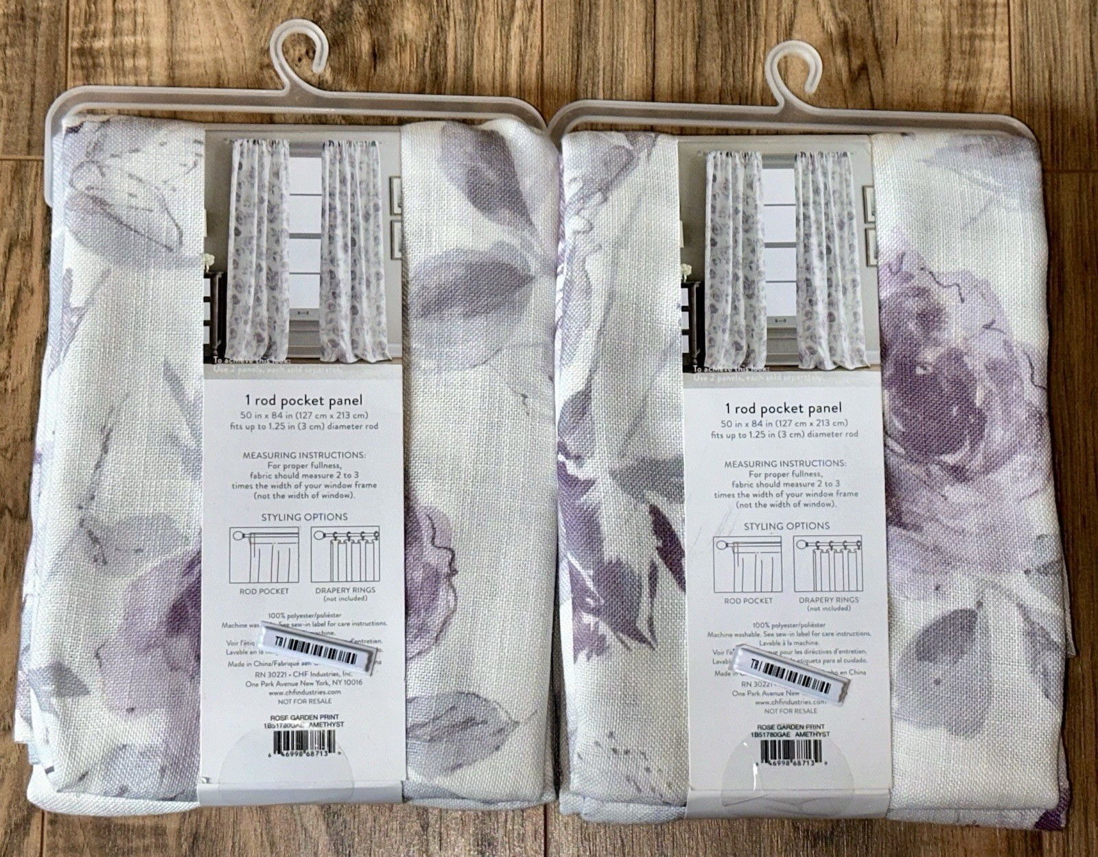 2 Peri Rose Garden Amethyst Rod Pocket Window Curtain Panels 50X84″ Shabby Chic