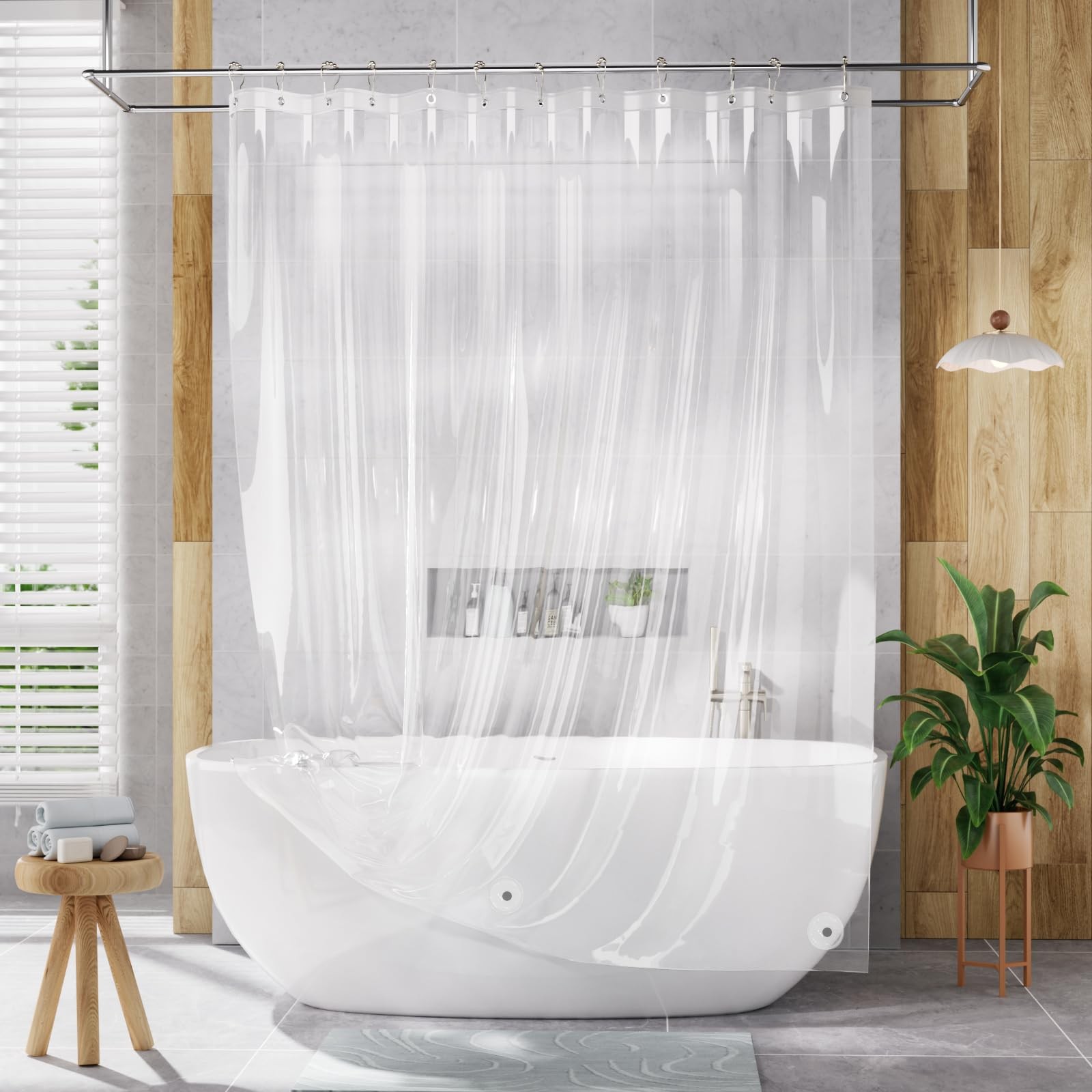 AmazerBath Shower Curtain Liner, 72×72 Clear 72″W x 72″L (Pack of 1),