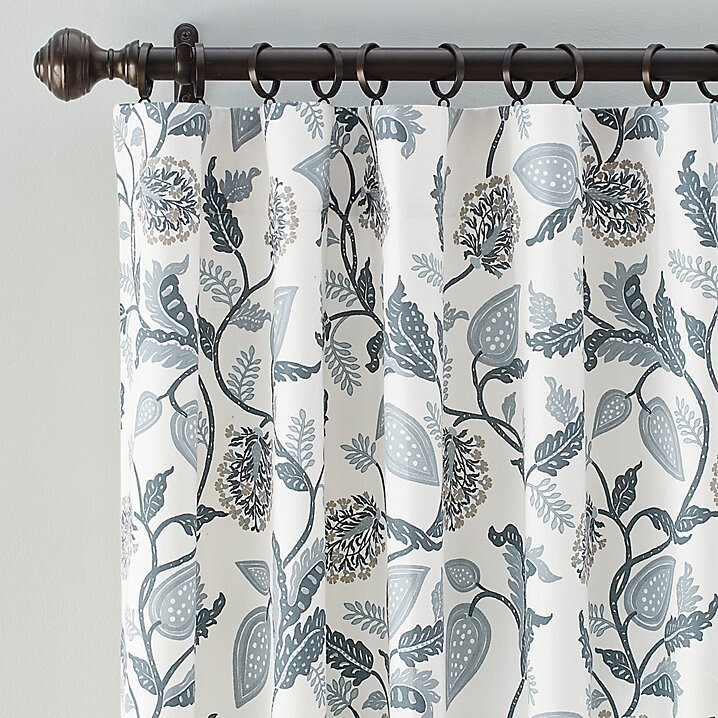 Ballard Designs Mendal Palampore Drapes Set 2 Blue 50x 96 Floral Jacobean More+