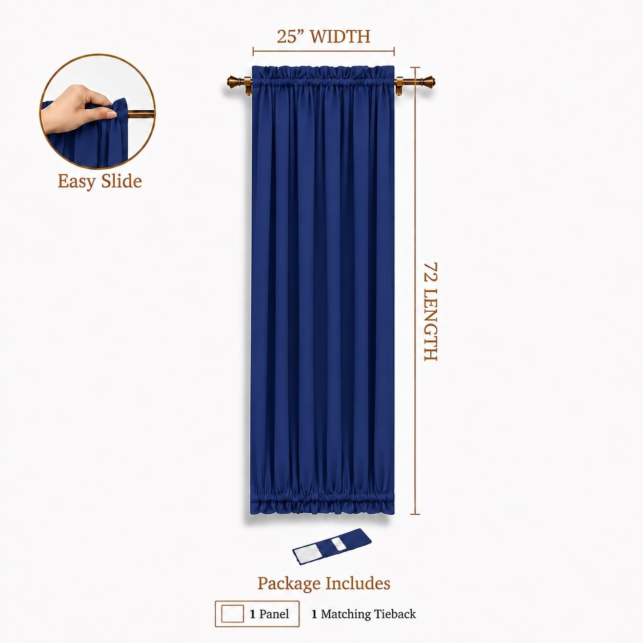 French Door Curtain Panel for Privacy – Blackout Rod Pocket Front Door Side W…