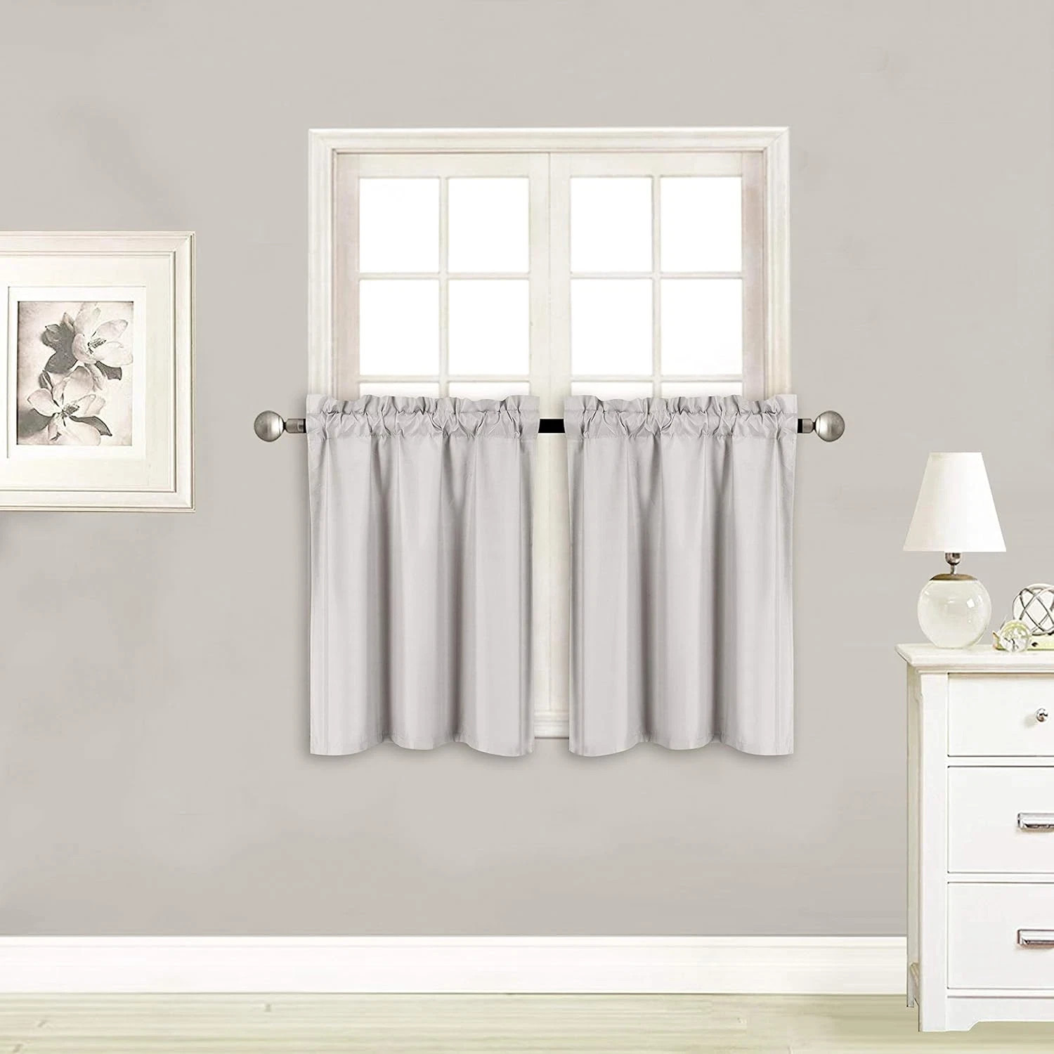 Elegant Home 2 Panels Tiers Small Window Treatment Curtain Insulated Blackout Dr