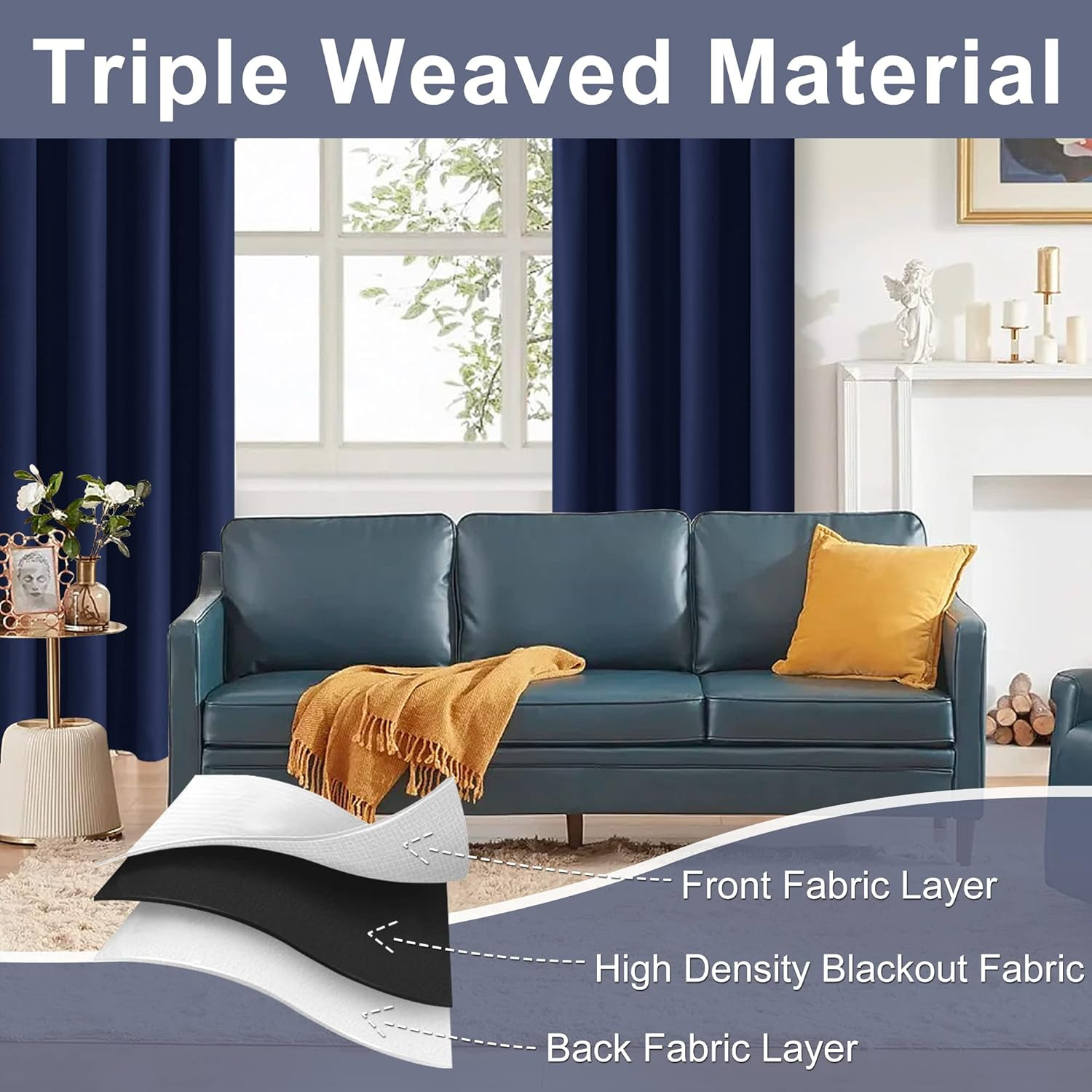 Blackout Curtains for Bedroom– Thermal Insulated,Noise Reducing Room Darkening D