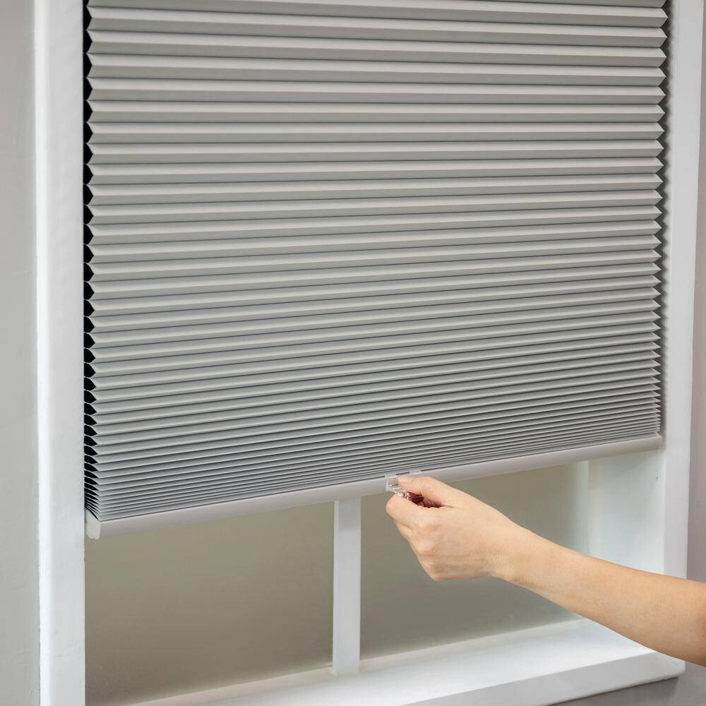 PERFECT LIFT Anchor Gray Cordless Blackout Honeycomb Cellular Shade 26 W x 64 L
