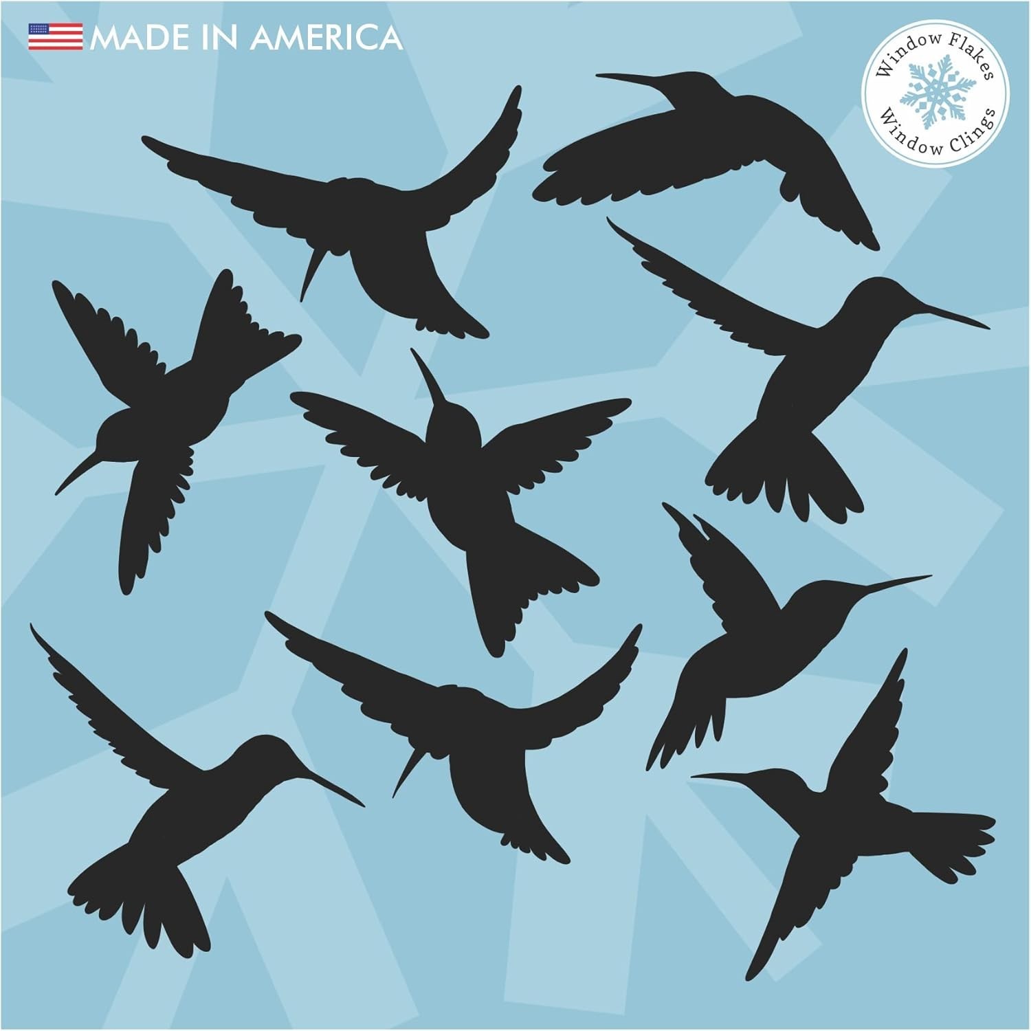 9-Pack Black Silhouette Hummingbird Window Clings for Glass Safety on Windows…