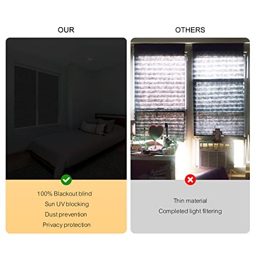 Window Blinds Cordless Blackout No Drill Cut to Size 24″W x 59″H Grey – 1 Pack