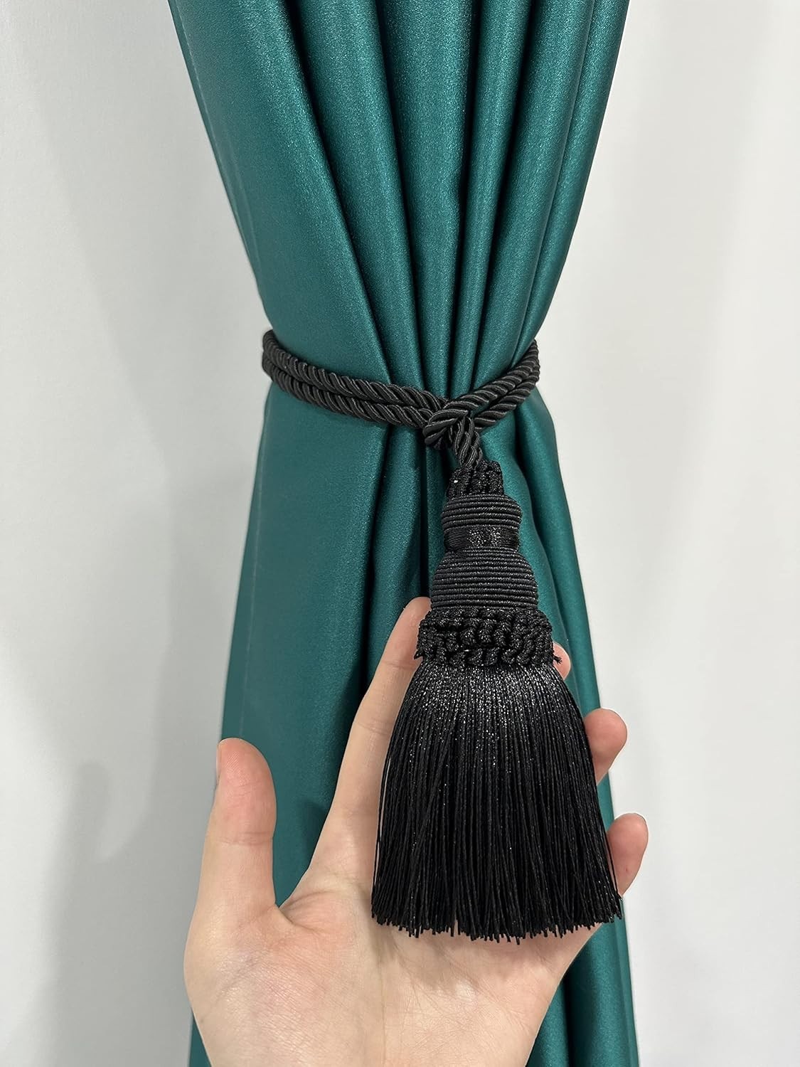 2 Pack Curtain Tie Backs Rope Tassels For Curtains Drape Tiebacks Black 19.6inch