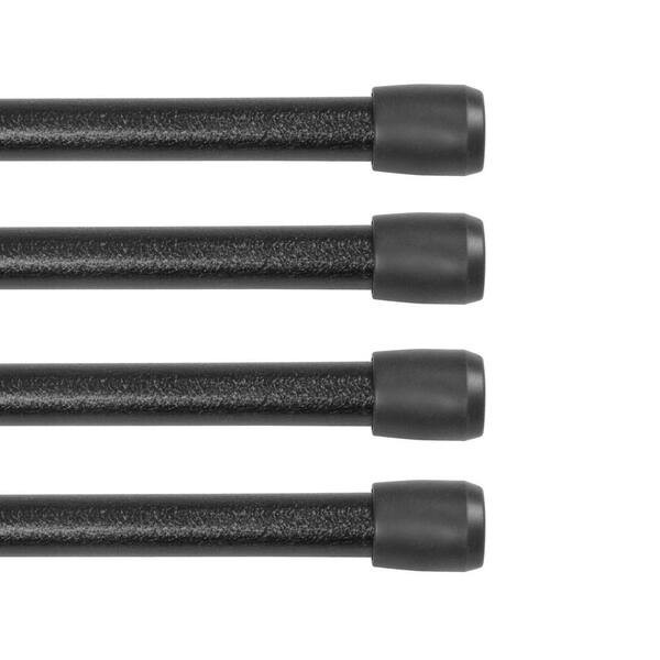 Kenney Strafford 28 In. To 48 In. 7/16 In. Spring Tension Rod, Black – 4 Pack