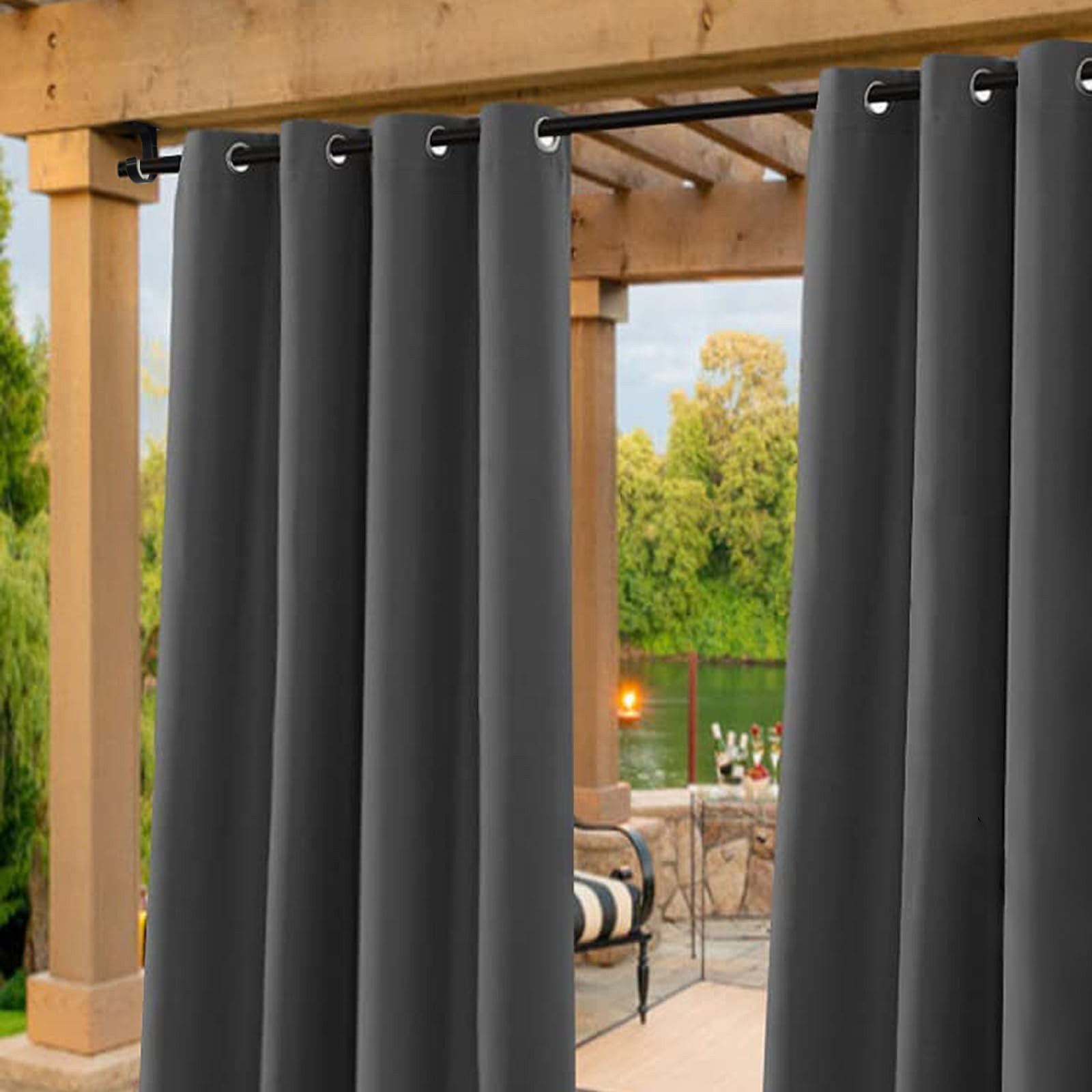 Aluminum Ceiling Curtain Rod Brackets Holders Hooks for 1 Inch Rod Black 6 PCS