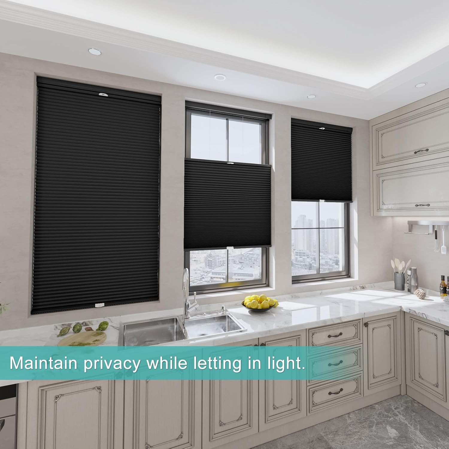 Changshade CUSTOM Made No Drill Top Down Bottom Up Cellular Shade Honeycomb