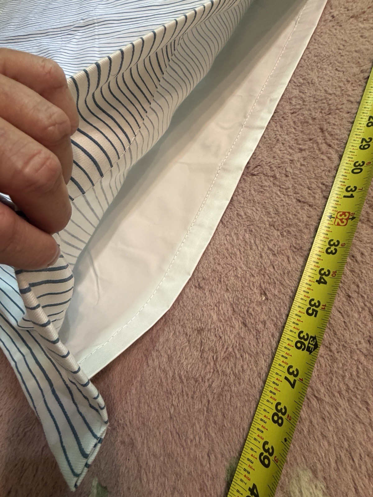 2 Pillowfort Curtain Panels Blue white Stripes Lined Hidden Tab Top 84″X41″