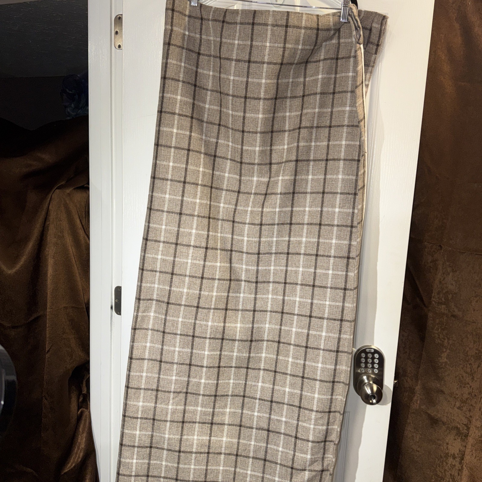 Light Blocking, Thermal Insulating, Heavy, 2 Panels CURTAINS tan And Brown Plaid