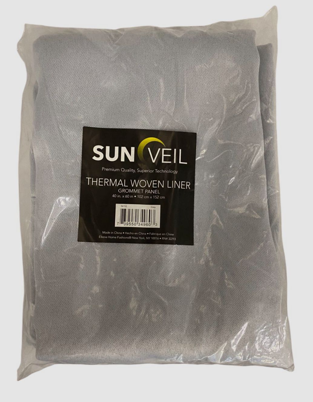 Elrene SunVeil Gray Extra Wide Thermal Blackout Curtain Liner Size 40″x 60″