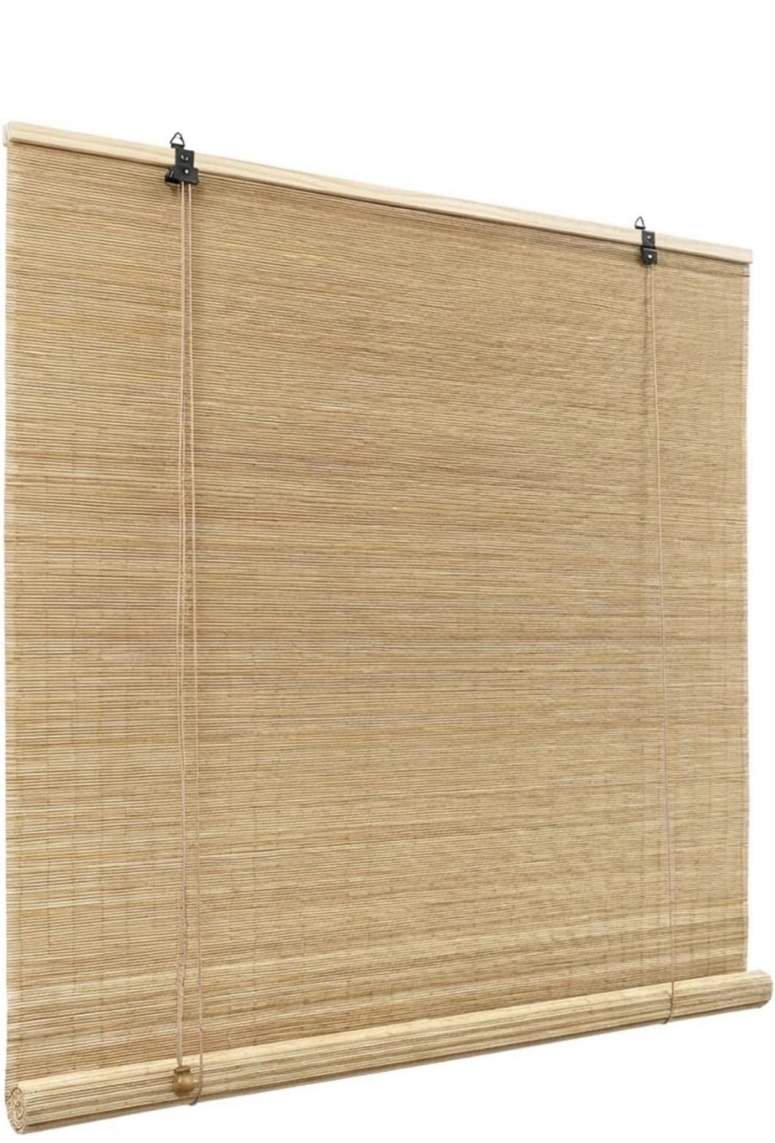 Deluxe Matchstick Bamboo Pull Cord Roll Up Shades – Oak- 48in X 72in – BRAND NEW