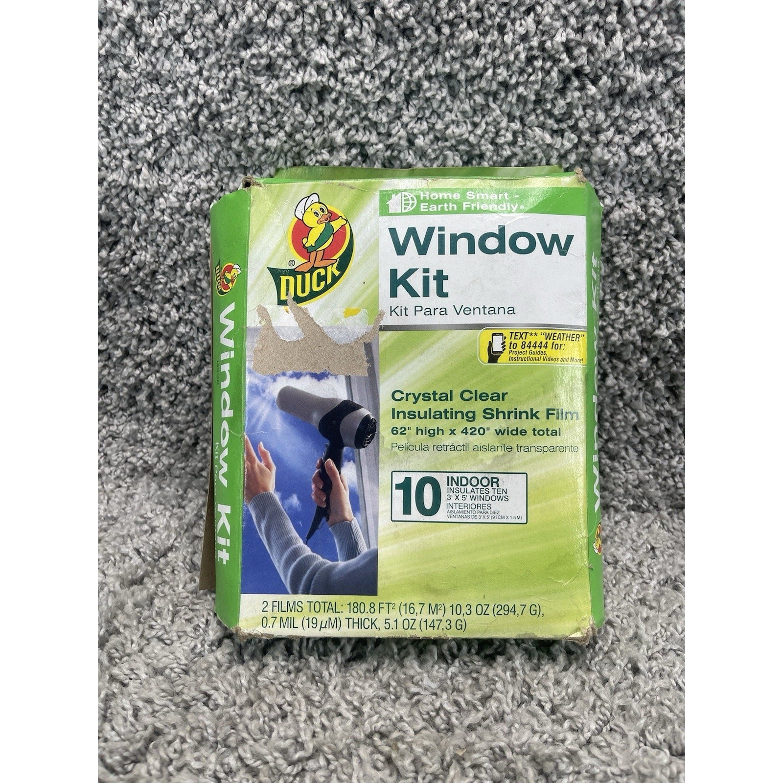 Duck Indoor 10 Window Shrink Film Insulation 62″x420″ Crystal Clear Saves Energy