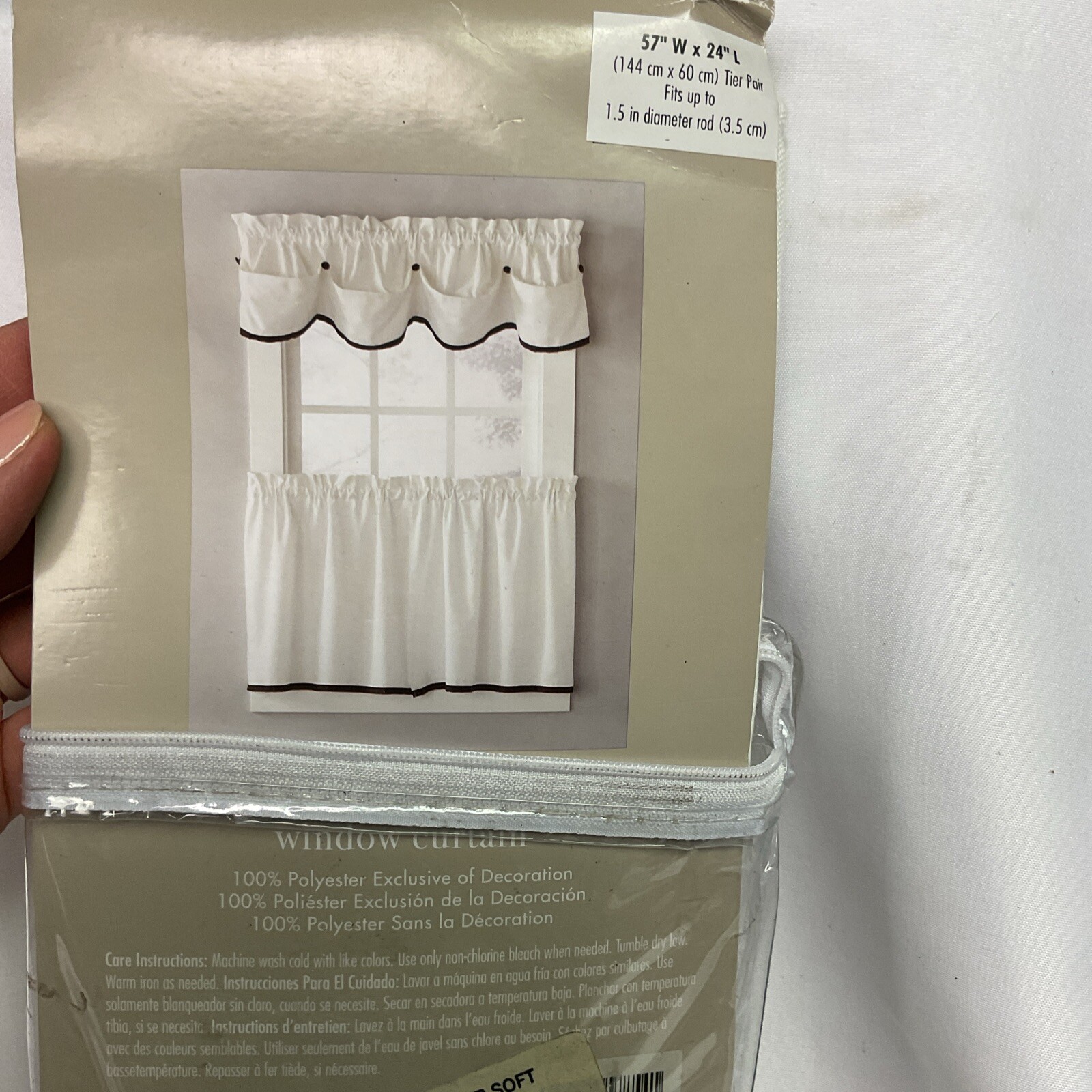 SKL Home Manor Versatile Tailored Window Tier – 2 Piece – 57×24″