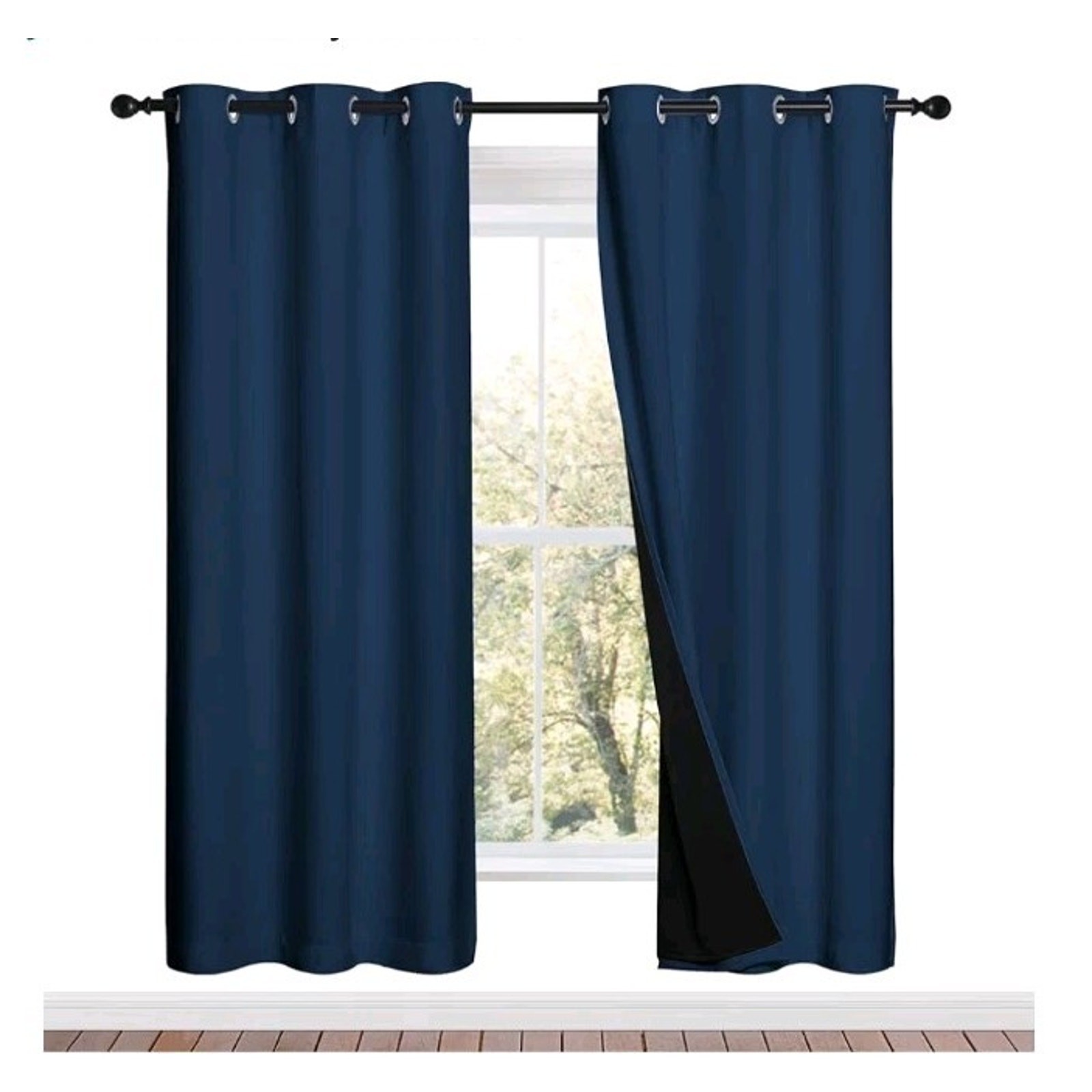 NEW NICETOWN Moroccan Blue 100% Blackout Curtain 42″ X 72″ Noise Reduction