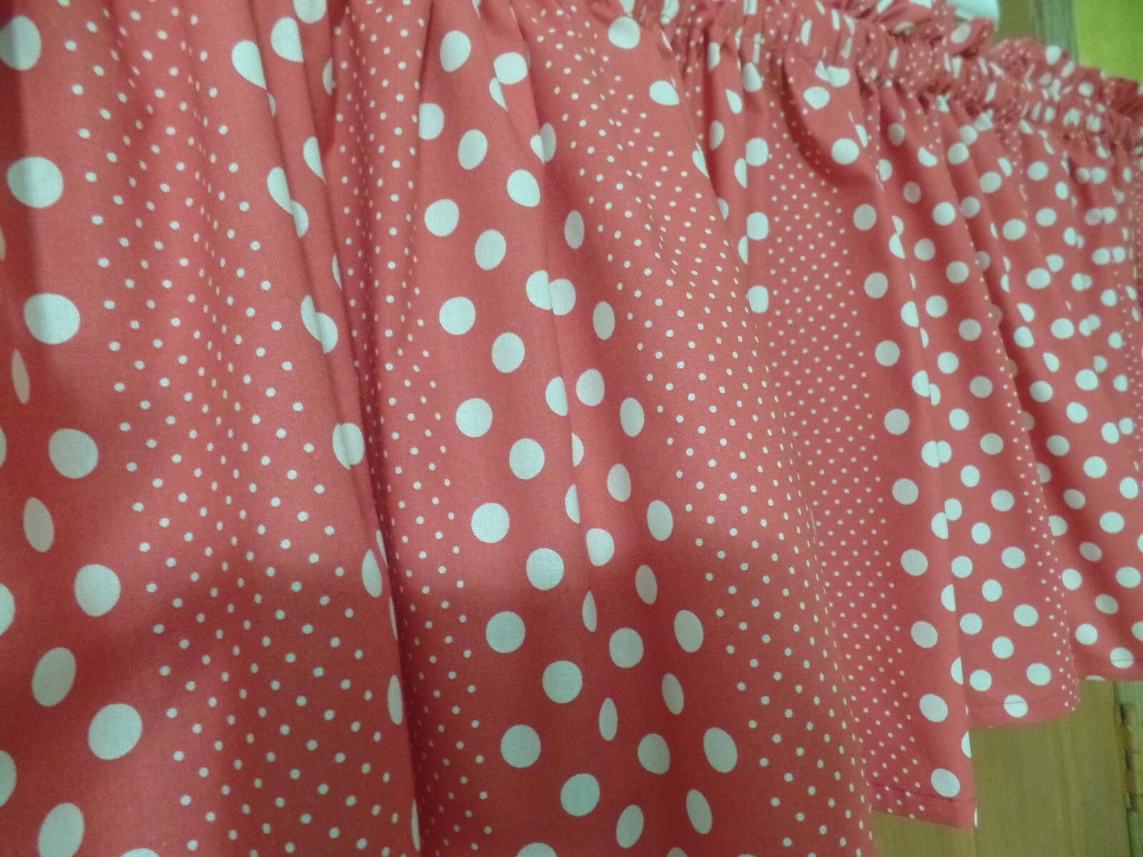 Bright Red w/Large & Small White Dots, Handmade Door, Bedroom, Kitchen VALANCES