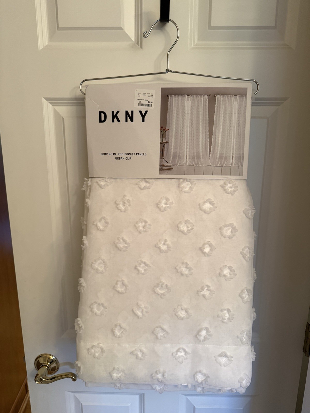 DKNY Ella 2 PAIR NEW Sheer Curtain Panels – 96 Inches Long – Original Package