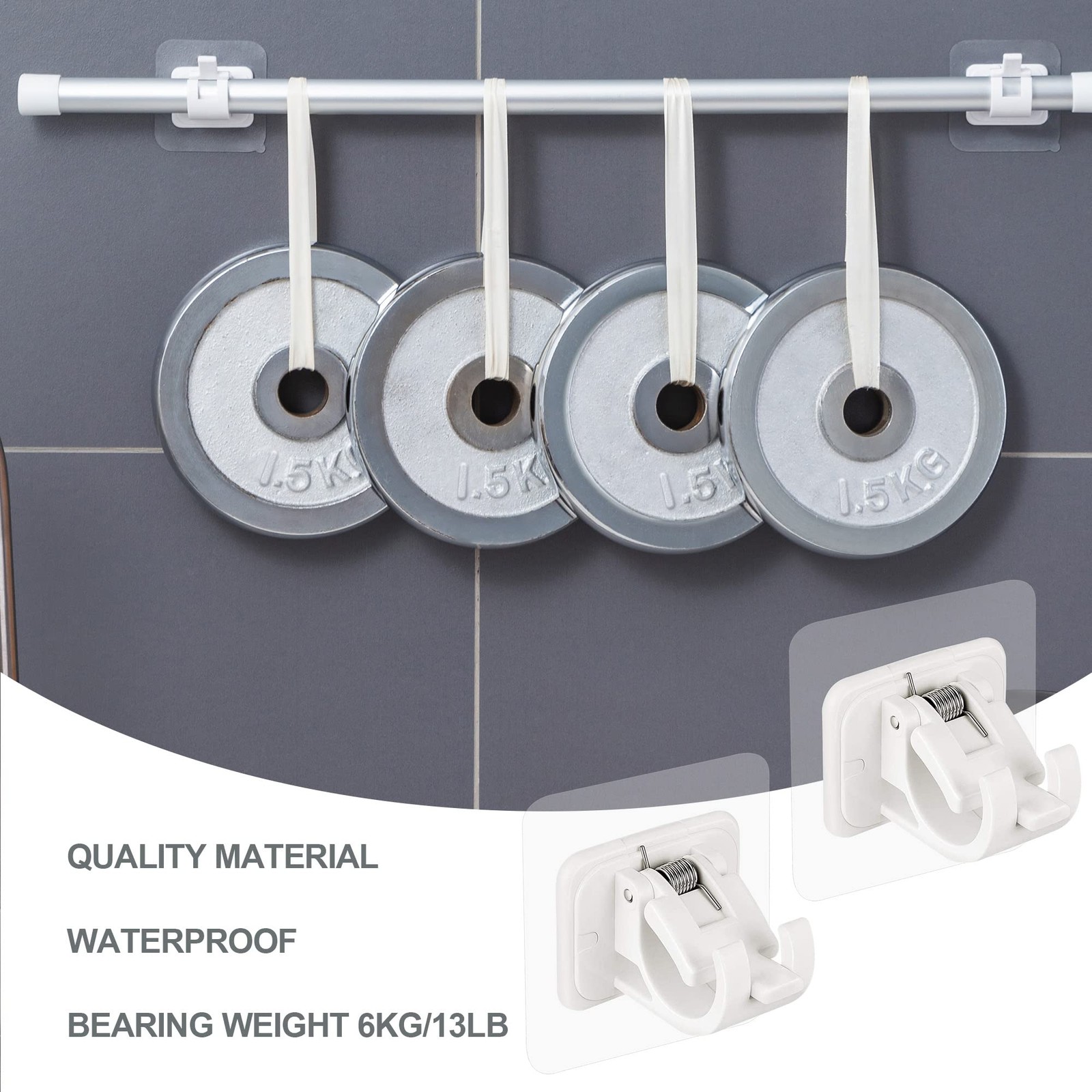 Self Adhesive No Drill Adjustable Curtain Rod Holder Hooks Brackets