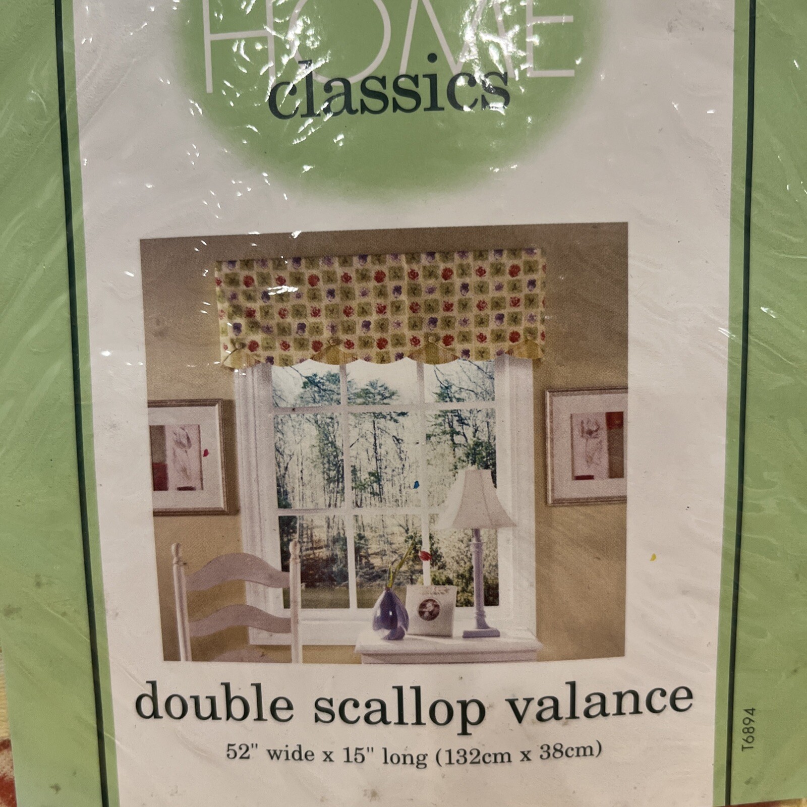 Waverly Lafayette Square Double Scalloped Valance Floral Stripe 52W” x 15L”