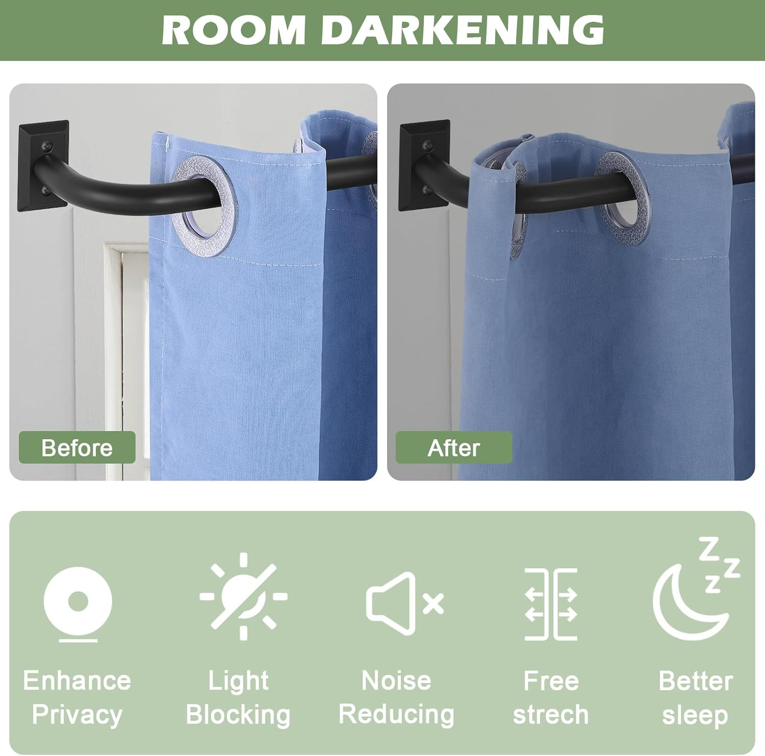 Wrap Around Curtain Rod 28 to 48 Inch Adjustable Blackout Curved Rod