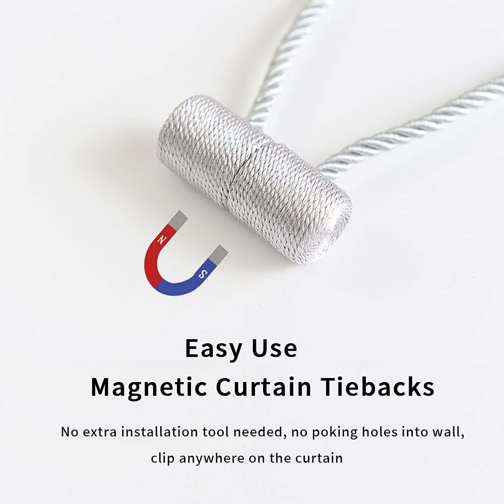 2 Pack Magnetic Curtain Tiebacks Holdbacks Upgraded Stronger Magnet 16 Olive