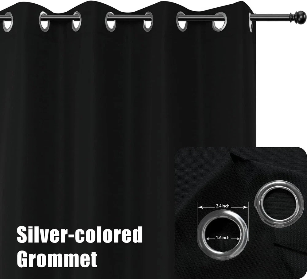 Extra Wide Waterproof Outdoor Curtains for Patio, 150×108 Inch, Black