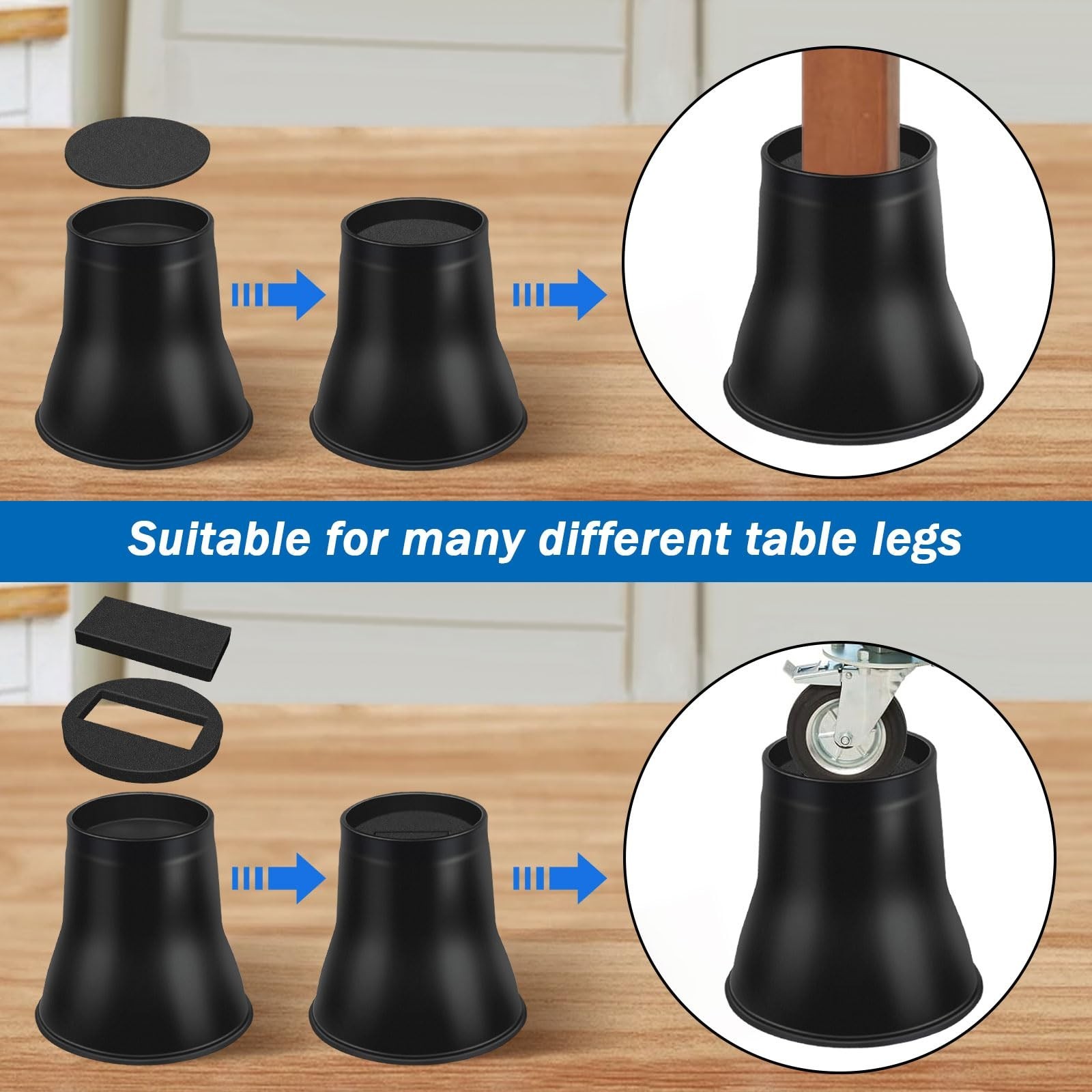 ANNKUT Bed Risers 6 Inch Heavy Duty, Round Furniture Risers for Bed Desk Tabl…