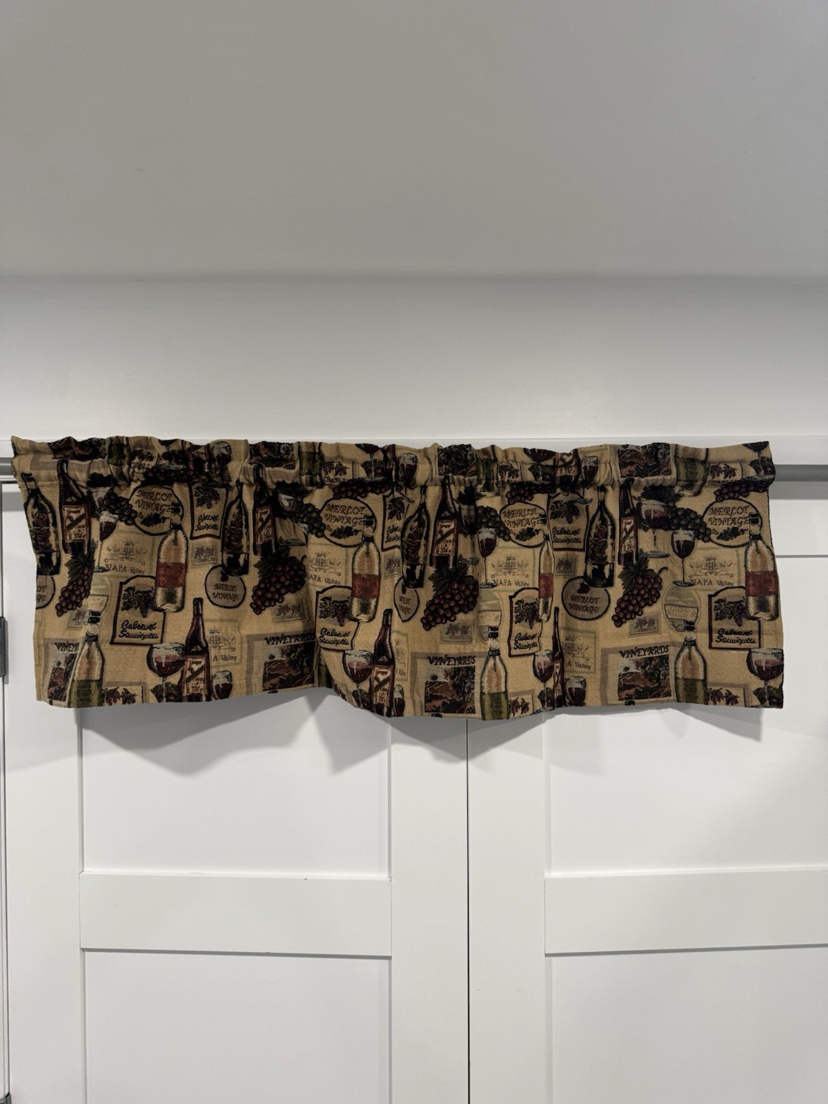 Tapestry Valance Rod Pocket Window Valance multi color Wine & Grapes set of 2