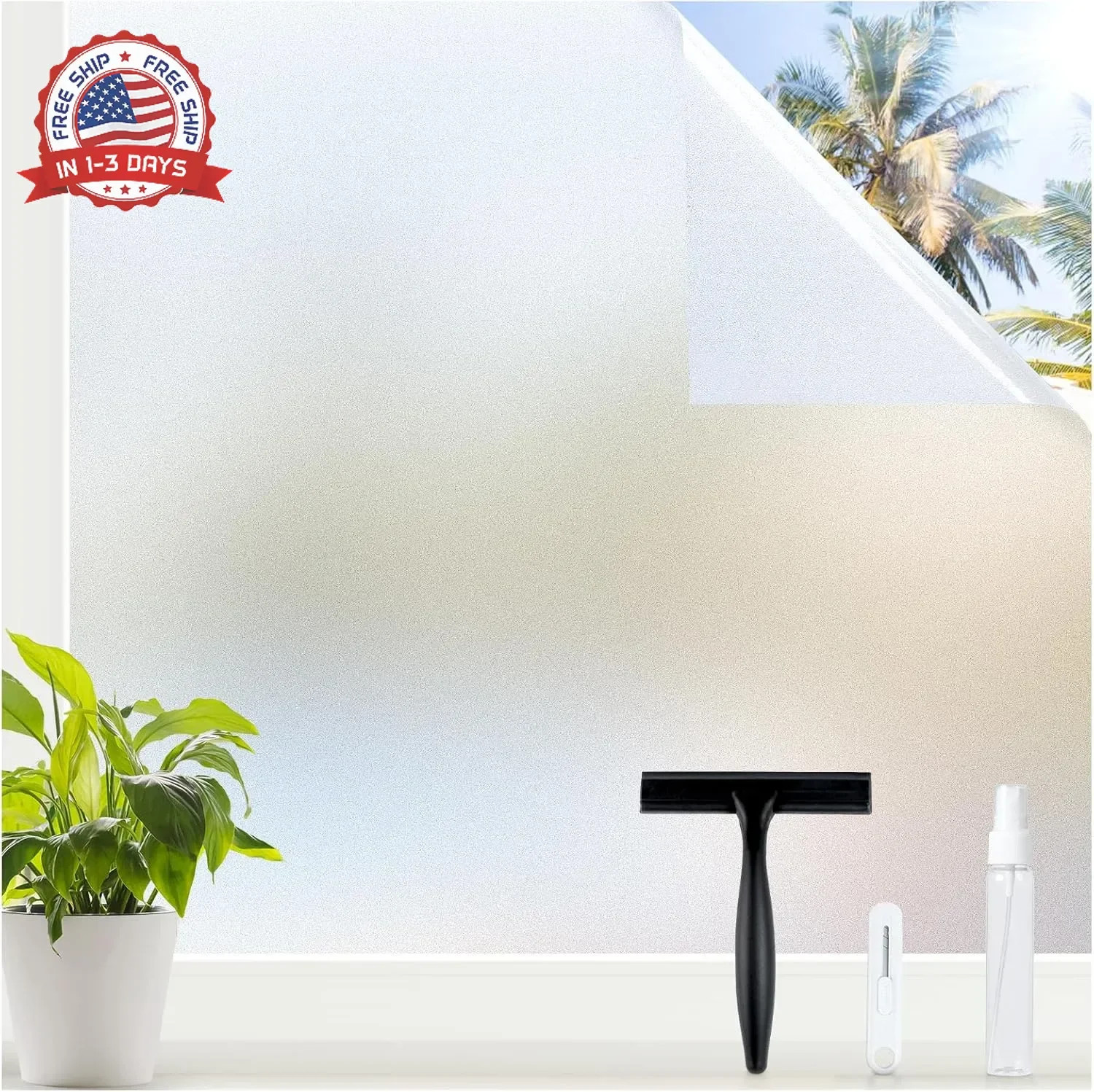 rabbitgoo Window Privacy Film for Glass Windows with Kit Decorative Clings UV Bl