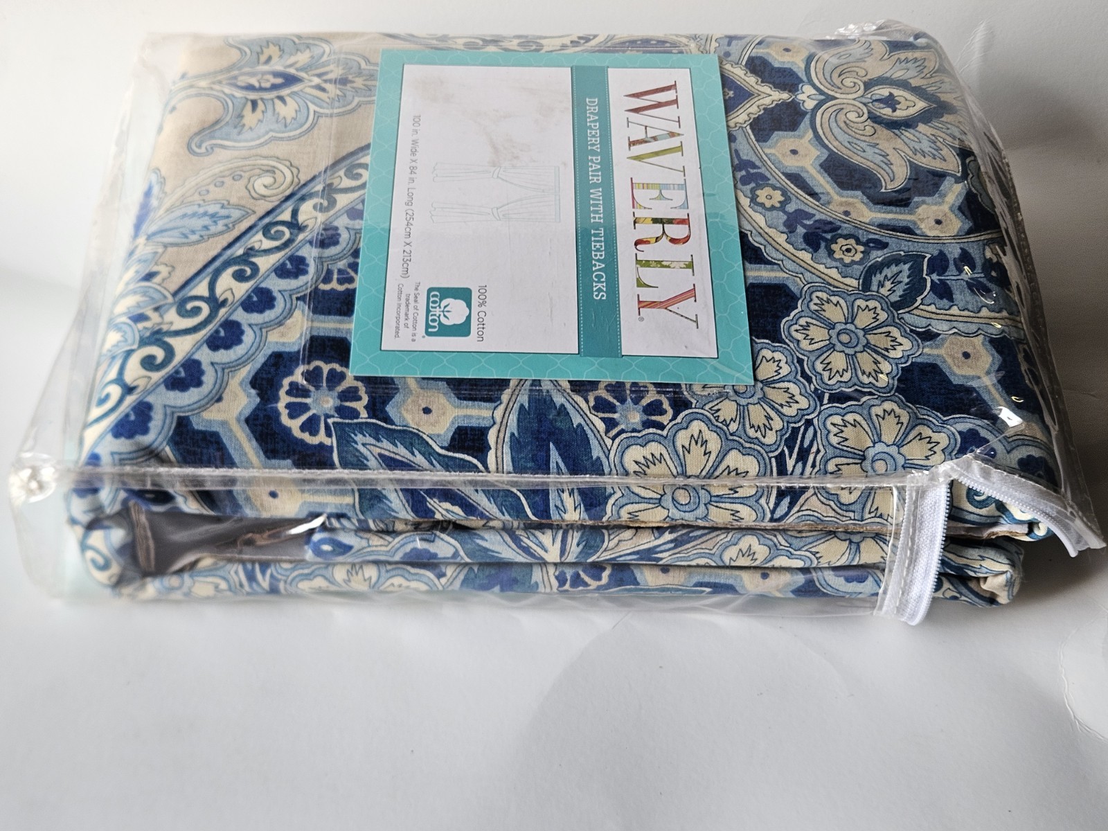Waverly MOONLIT SHADOWS Blue Medallion LAPIS 84″ Curtain PAIR NEW