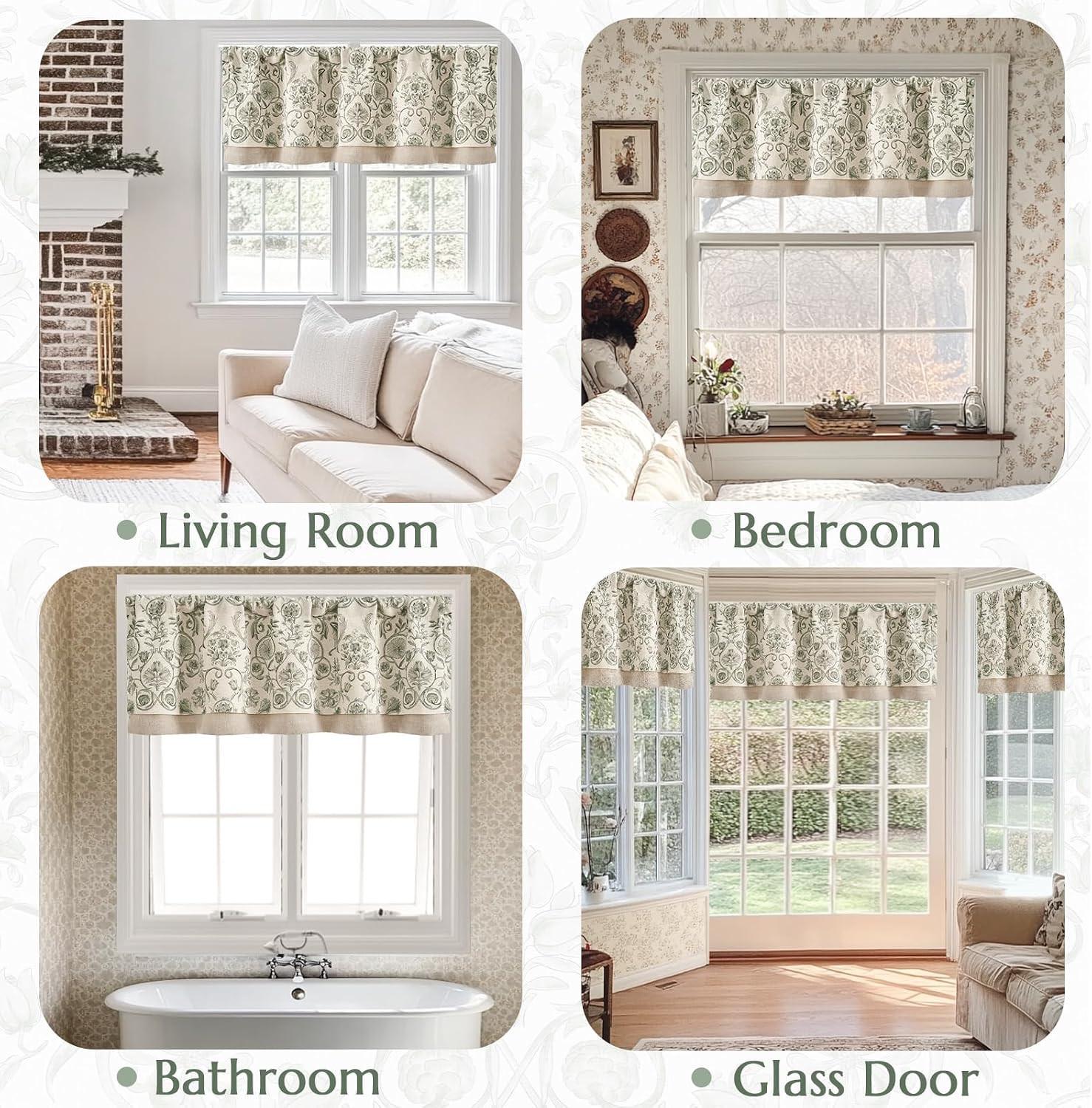 jinchan Linen Valance Kitchen Curtain for Windows Double Layer 16 Inch for Livin