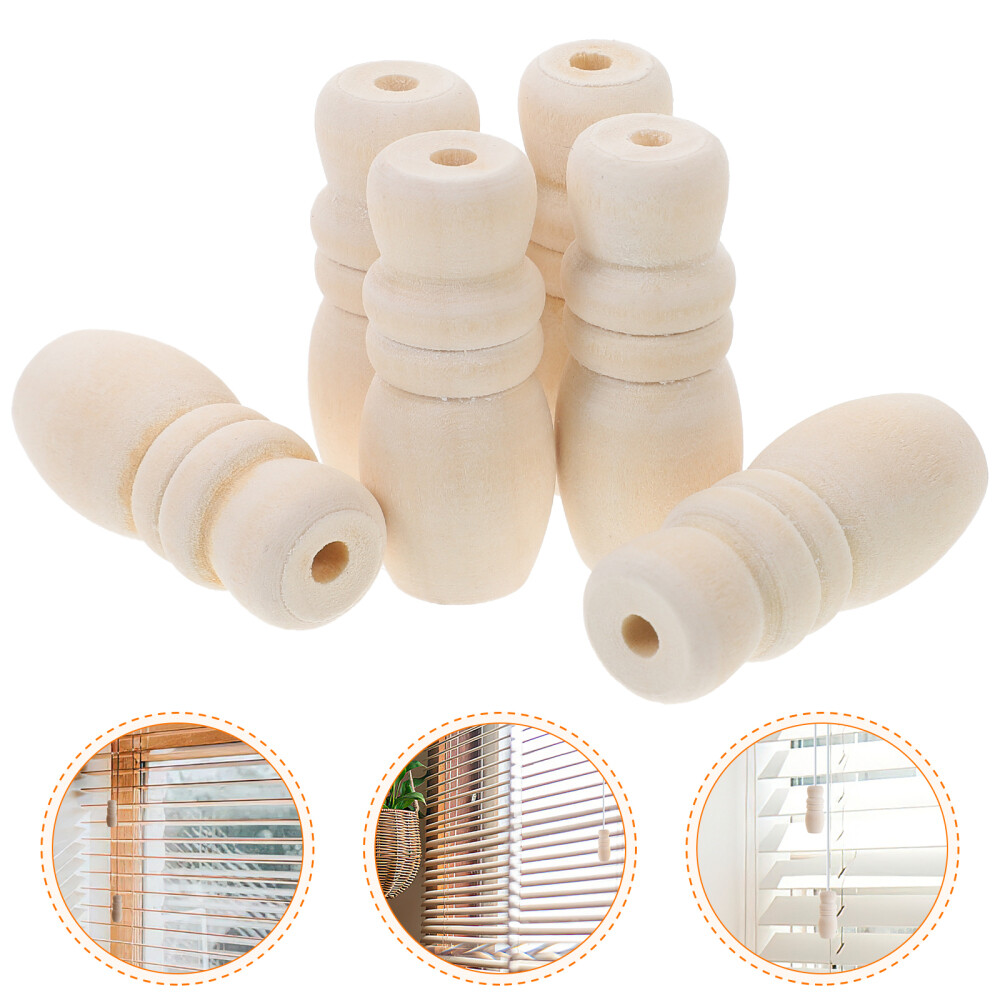 6PCS Blind Pull Cord Knobs Wooden Cord Tassels Window Blinds Cord Tassels New