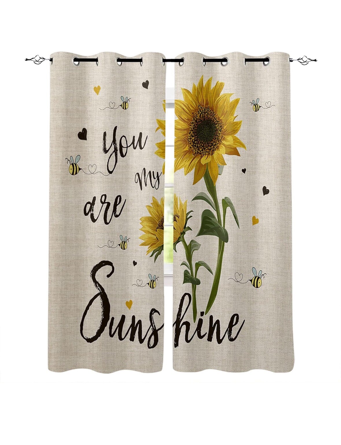 NWT You are My Sunshine Curtains 2 Panel Set Window Drapes 40″ X 63″