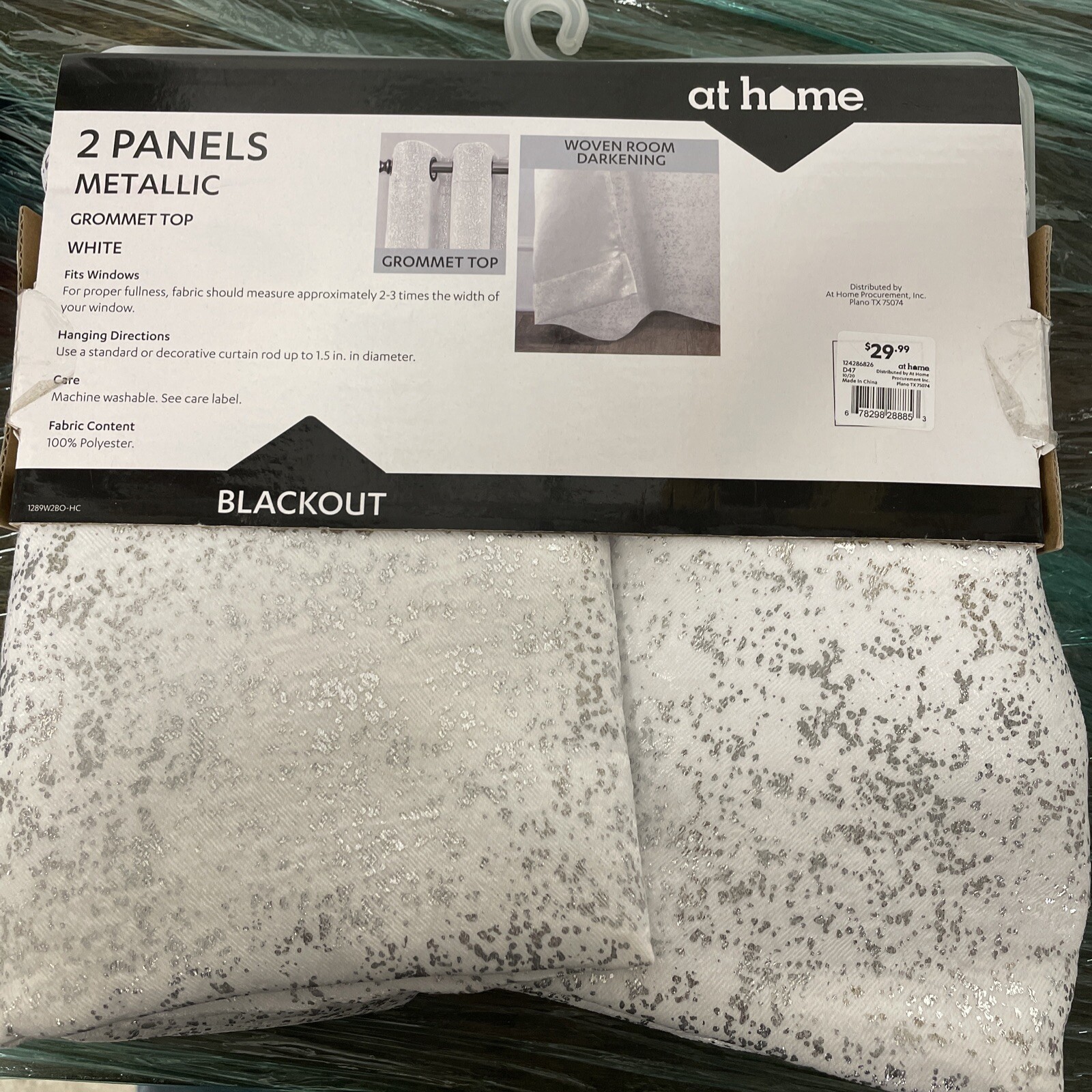 At Home Metallic Window Curtain 2 Panel 96”L X 38″W New