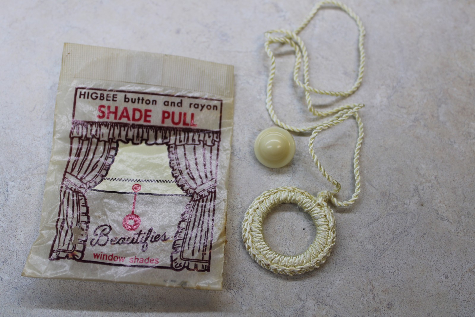 Antique Window Shade Pull – Higbee Rayon Beautifies Window Shades – Silky Cream