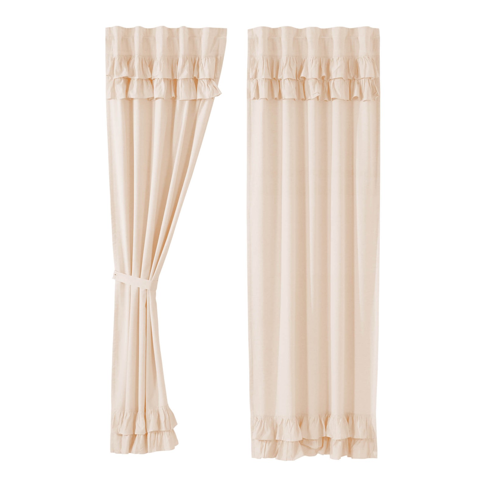 VHC Brands Panels Simple Life Flax Natural Ruffled Farmhouse 96×40 Set of 2
