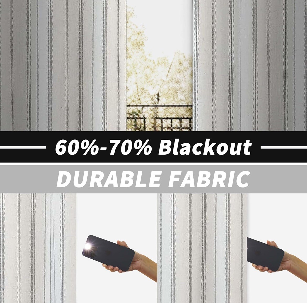 Luxurious Vertical Striped Linen Blend Blackout Curtains – 84″ L for All Seasons