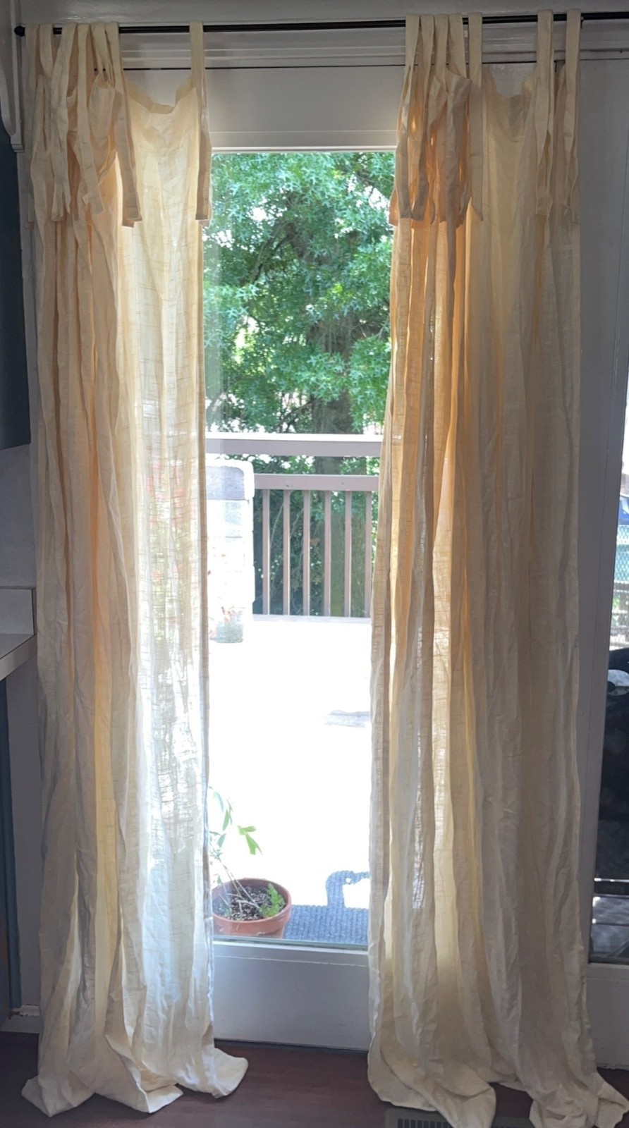 Allen & Roth Ivory Curtains Linen Rayon 2 Panels Casual Tie Option Drapes 86×52″