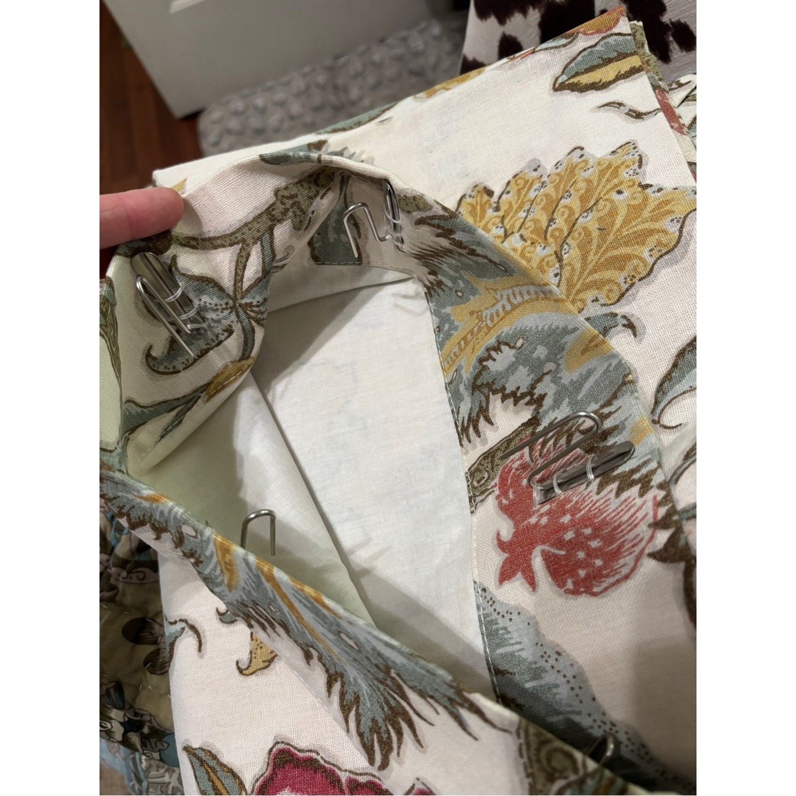 Pottery Barn Cynthia Palampore Linen Cotton Set of 2 Printed Curtains 50×84”