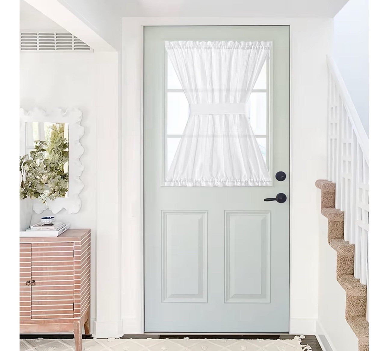 NICETOWN White 52×40 1 Panel front curtain door semi-transparent voile French