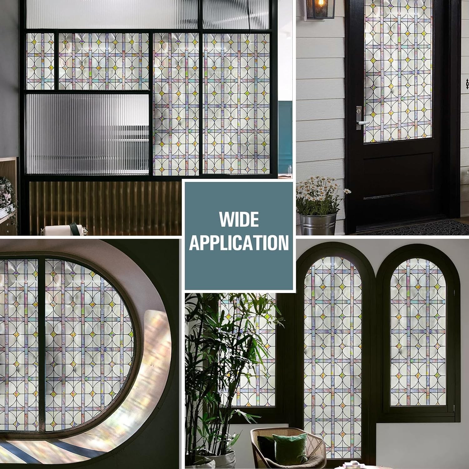 3D Stained Glass Window Film, Decorative Window Privacy Film for Bathroom,Fro…