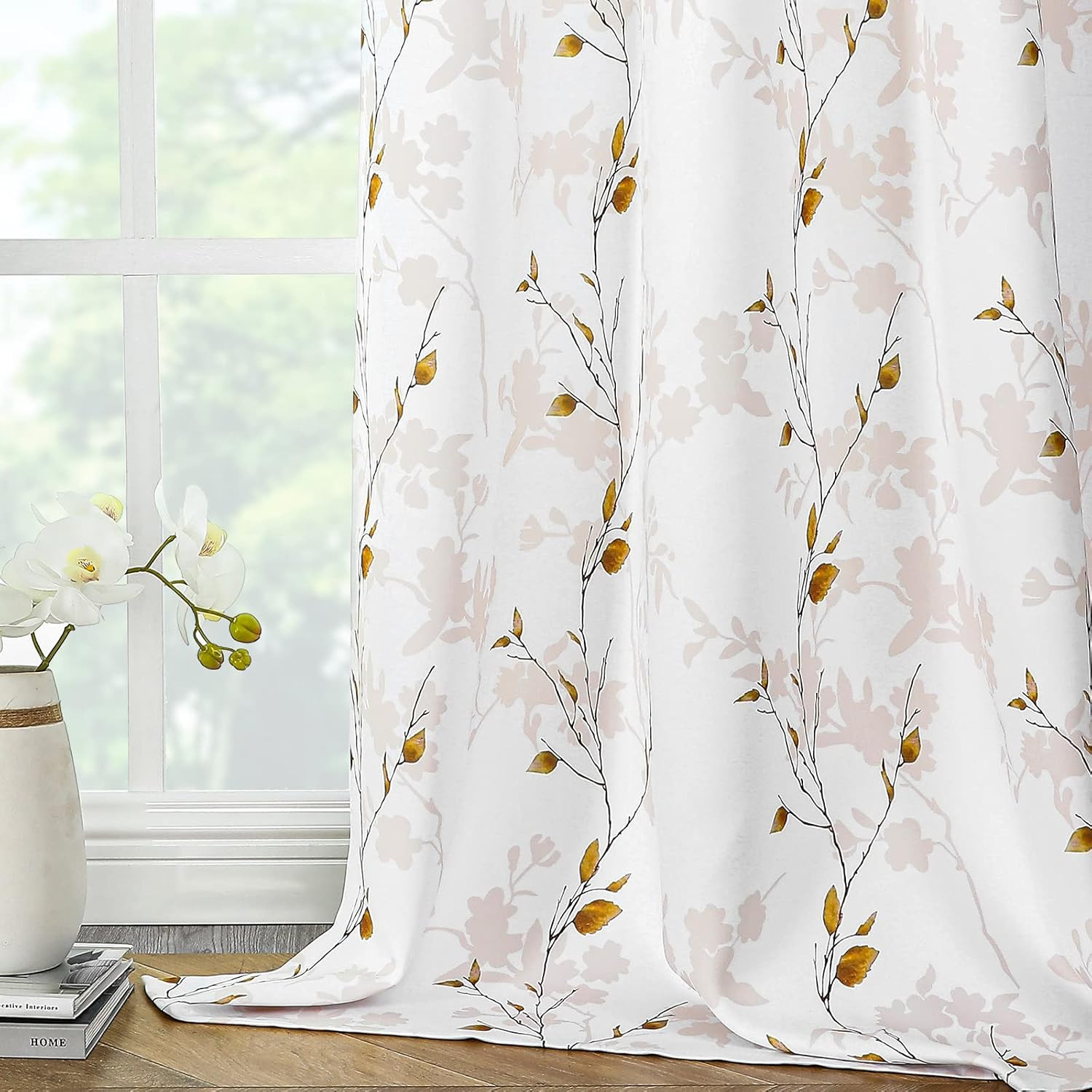 Floral Curtains 96 Inches Long for Bedroom 2 Panels, Room Darkening Boho Curtain