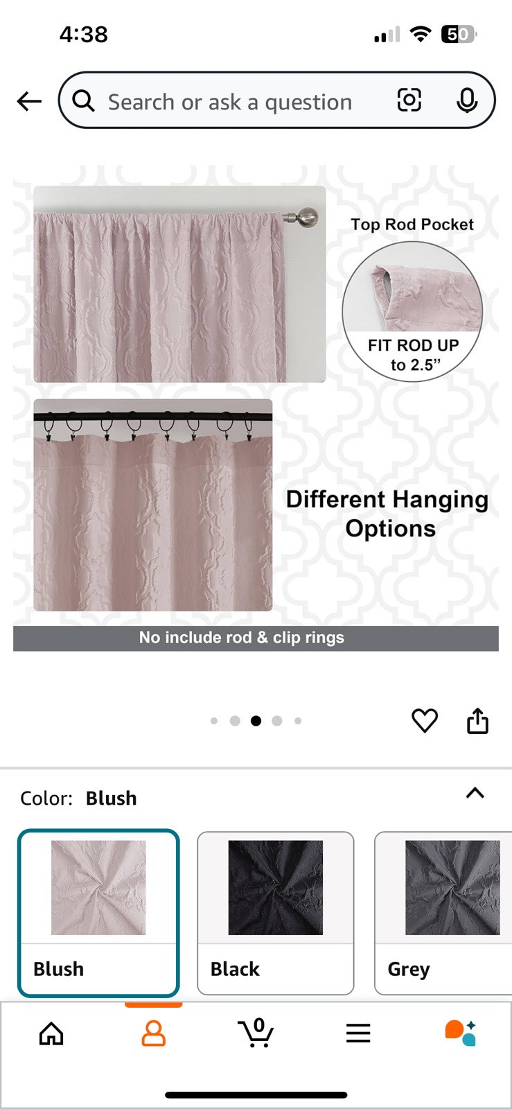 Blush pink light filtering curtains 54in total of 4 panels NEW IN PACKAGE