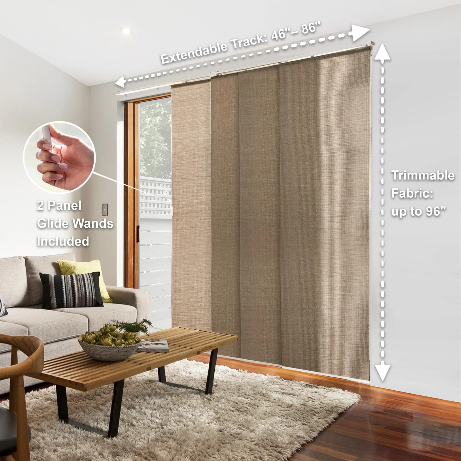 Panel Track Blinds for Sliding Glass Door, Adjustable Track for Patio Entry, …