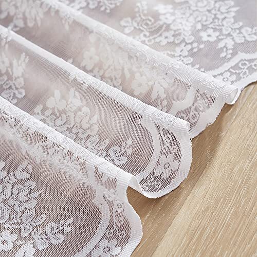 White Lace Curtains 36 inch Length Country Cafe Curtains 26″x 36″ Bright White